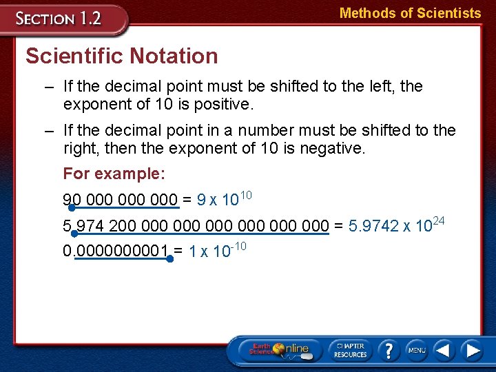 Methods of Scientists Scientific Notation – If the decimal point must be shifted to