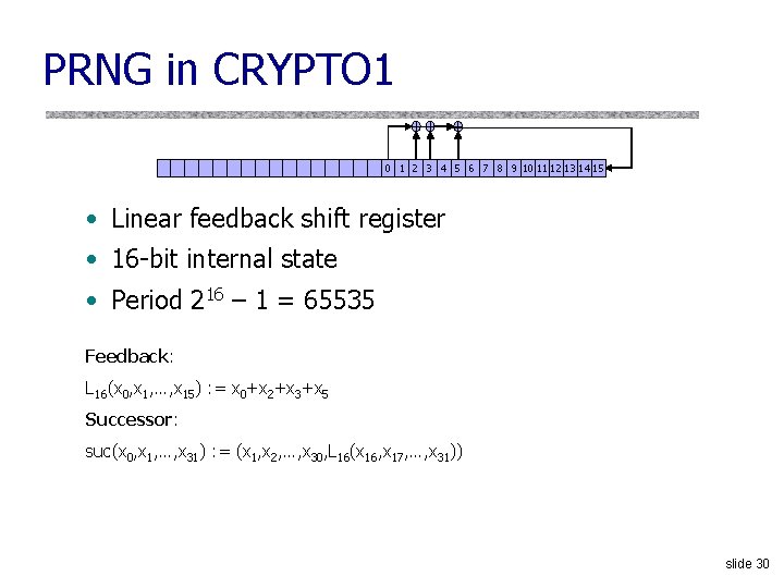 PRNG in CRYPTO 1 0 1 2 3 4 5 6 7 8 9 PRNG in CRYPTO 1 0 1 2 3 4 5 6 7 8 9