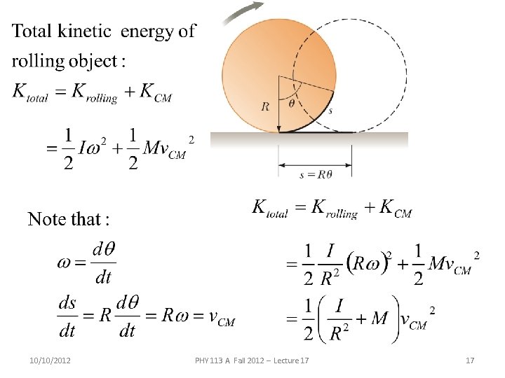 10/10/2012 PHY 113 A Fall 2012 -- Lecture 17 17 