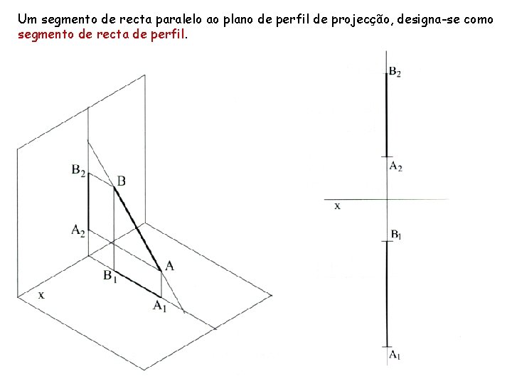 Um segmento de recta paralelo ao plano de perfil de projecção, designa-se como segmento