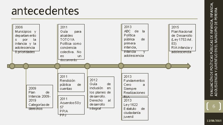 2006 Municipios y departamento s por la infancia y la adolescencia 8 prioridades 2009