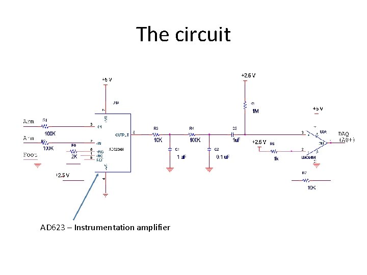 The circuit AD 623 – Instrumentation amplifier 