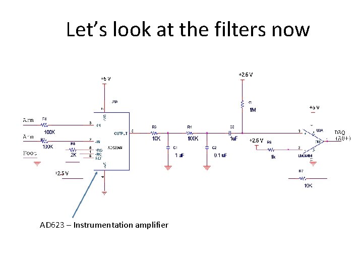 Let’s look at the filters now AD 623 – Instrumentation amplifier 