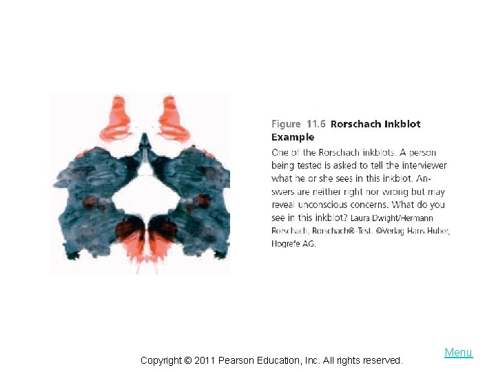 Copyright © 2011 Pearson Education, Inc. All rights reserved. Menu 