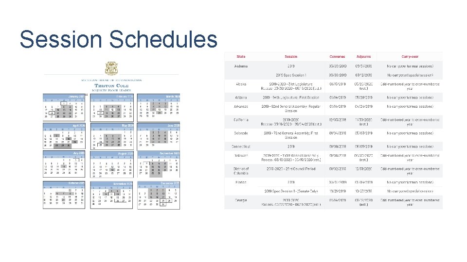 Session Schedules 