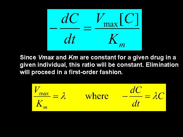 Since Vmax and Km are constant for a given drug in a given individual,