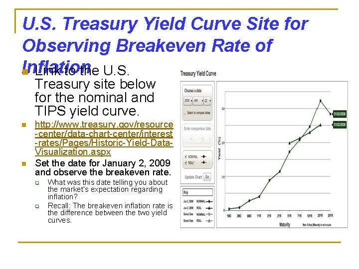 U. S. Treasury Yield Curve Site for Observing Breakeven Rate of Inflation n Link