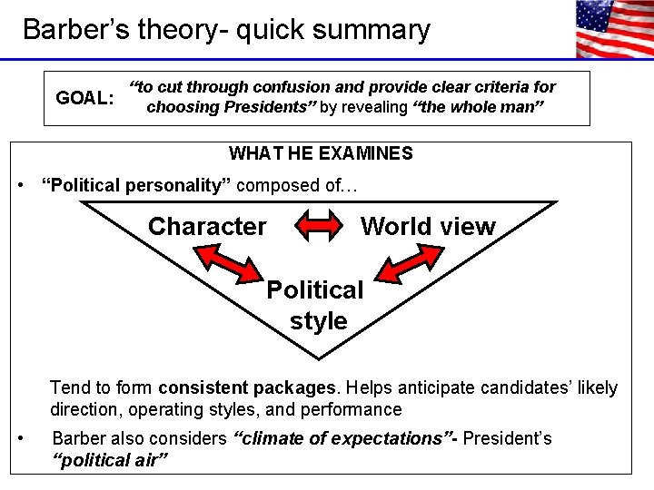 Barber’s theory- quick summary GOAL: “to cut through confusion and provide clear criteria for