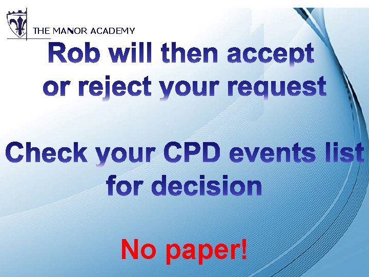 THE MANOR ACADEMY No paper! Powerpoint Templates 