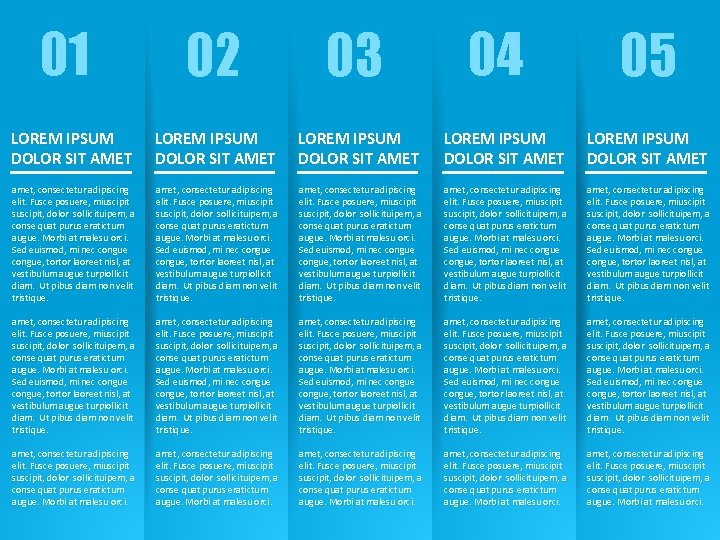 01 04 02 03 LOREM IPSUM DOLOR SIT AMET LOREM IPSUM DOLOR SIT AMET