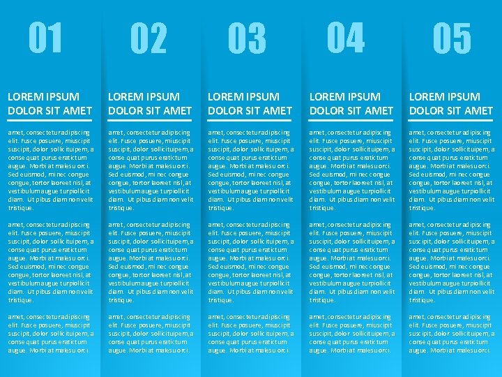 01 04 02 03 LOREM IPSUM DOLOR SIT AMET LOREM IPSUM DOLOR SIT AMET