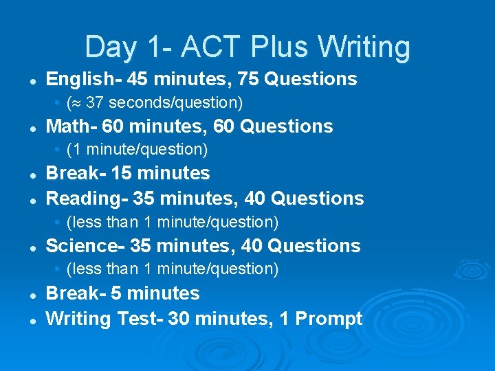 Day 1 - ACT Plus Writing l English- 45 minutes, 75 Questions • (