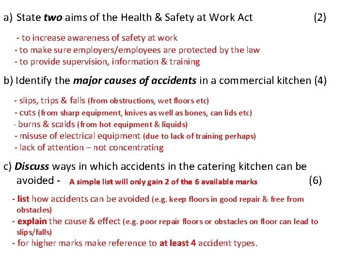a) State two aims of the Health & Safety at Work Act (2) -