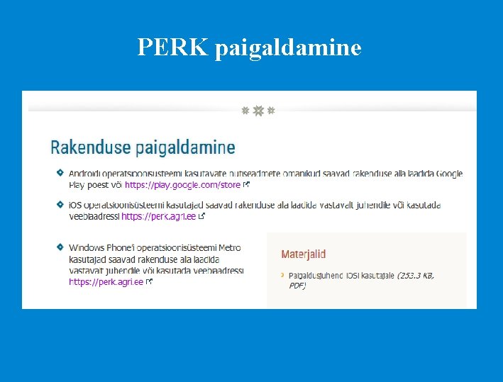 PERK paigaldamine 