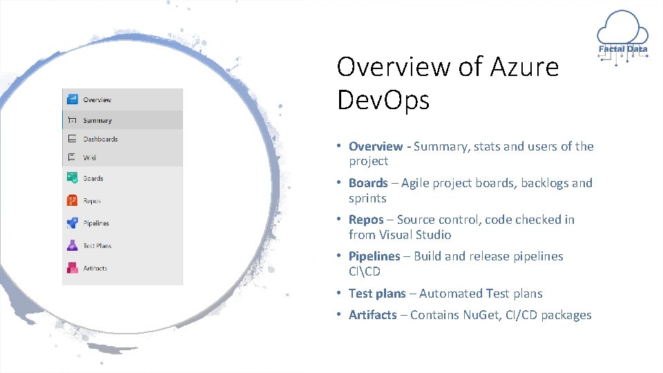 Overview of Azure Dev. Ops • Overview - Summary, stats and users of the