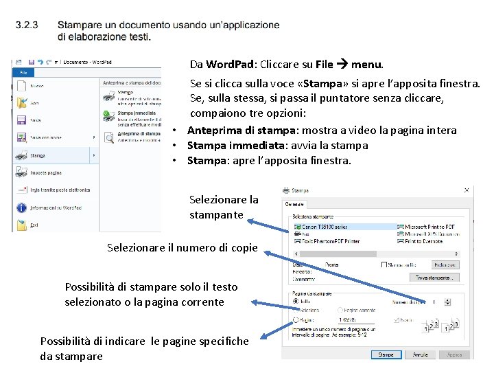 Da Word. Pad: Word. Pad Cliccare su File menu • • • Se si