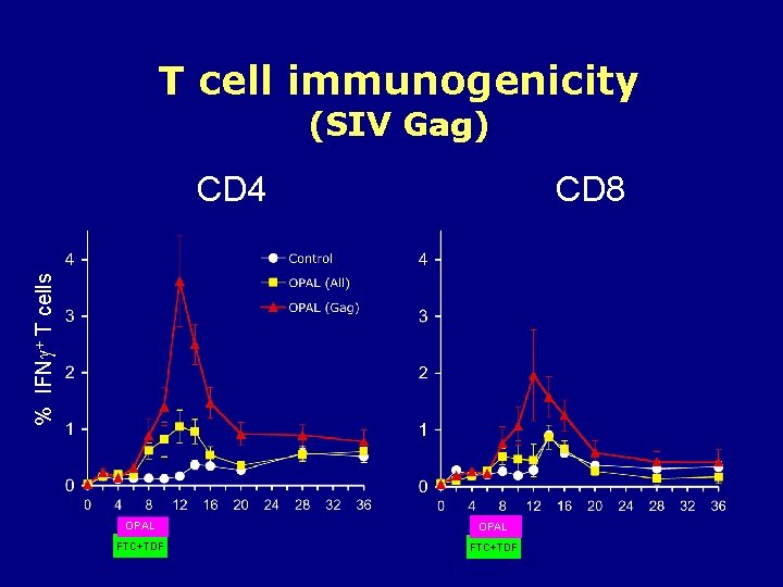 T cell immunogenicity (SIV Gag) CD 8 % IFN + T cells CD 4