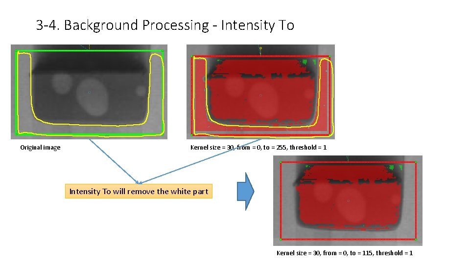 3 -4. Background Processing - Intensity To Original image Kernel size = 30, from