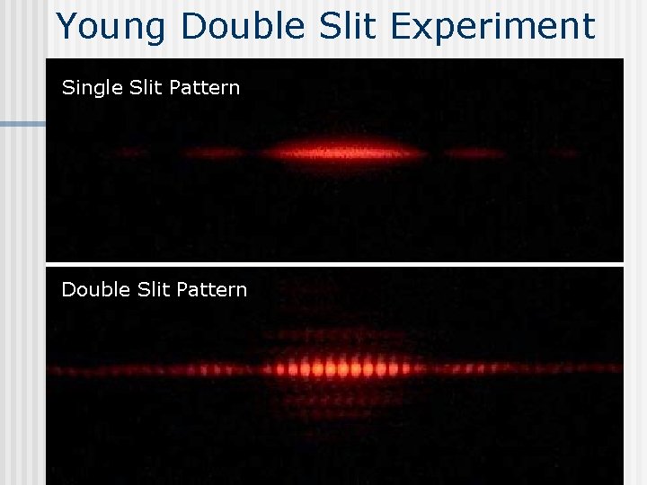 Young Double Slit Experiment Single Slit Pattern Double Slit Pattern 