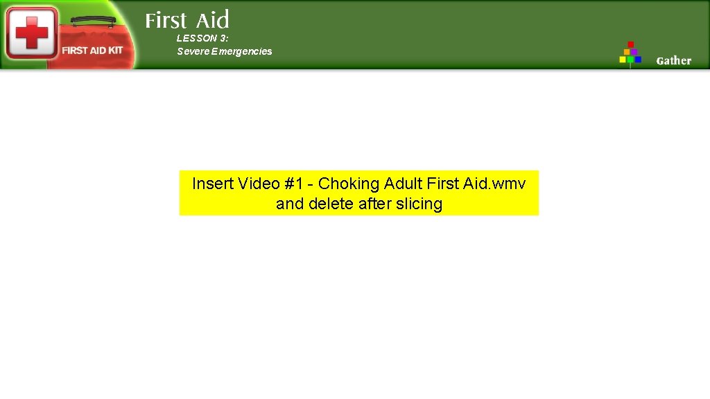 LESSON 3: Severe Emergencies Insert Video #1 - Choking Adult First Aid. wmv and