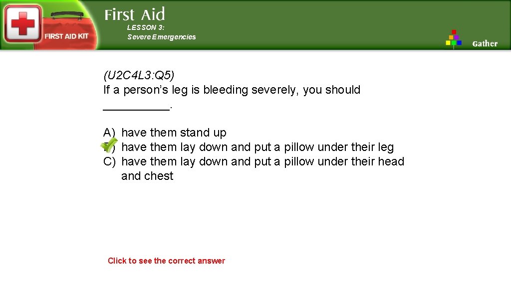 LESSON 3: Severe Emergencies (U 2 C 4 L 3: Q 5) If a