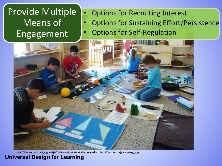 Provide Multiple Means of Engagement • Options for Recruiting Interest • Options for Sustaining