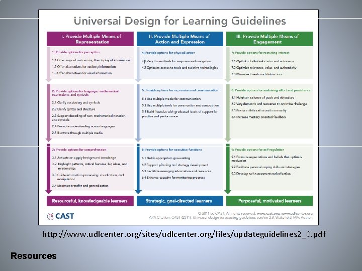 http: //www. udlcenter. org/sites/udlcenter. org/files/updateguidelines 2_0. pdf Resources 