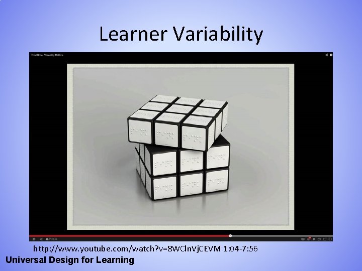 Learner Variability http: //www. youtube. com/watch? v=8 WCln. Vj. CEVM 1: 04 -7: 56