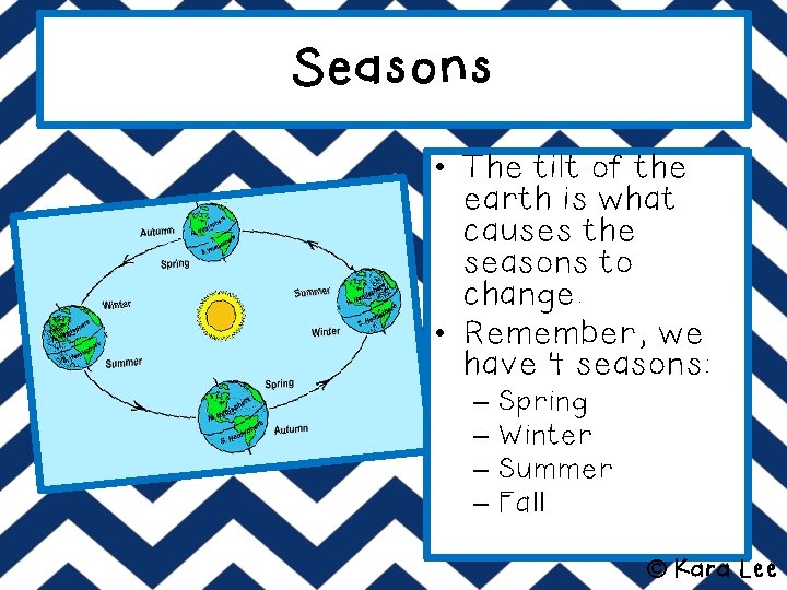 Seasons • The tilt of the earth is what causes the seasons to change.