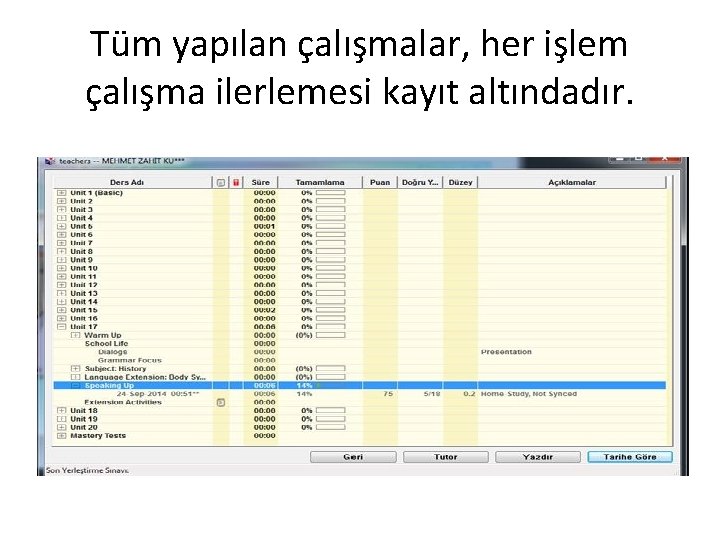 Tüm yapılan çalışmalar, her işlem çalışma ilerlemesi kayıt altındadır. 