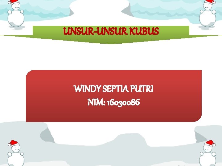 UNSUR-UNSUR KUBUS WINDY SEPTIA PUTRI NIM: 16030086 