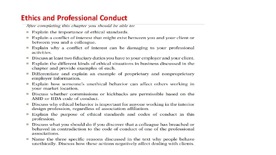 Ethics and Professional Conduct 