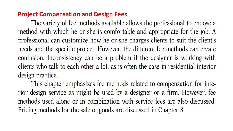 Project Compensation and Design Fees 