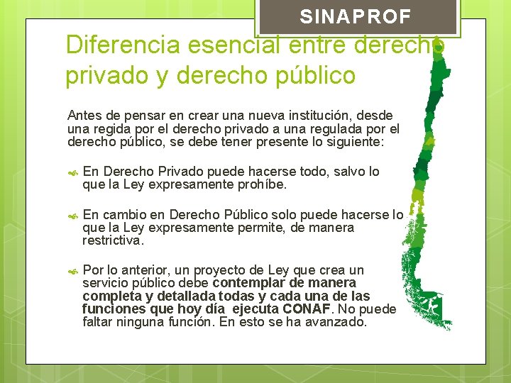 SINAPROF Diferencia esencial entre derecho privado y derecho público Antes de pensar en crear