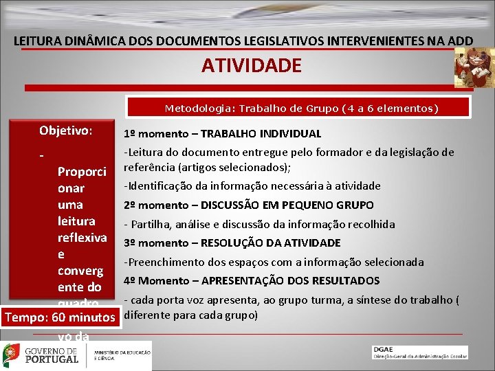 LEITURA DIN MICA DOS DOCUMENTOS LEGISLATIVOS INTERVENIENTES NA ADD ATIVIDADE Metodologia: Trabalho de Grupo