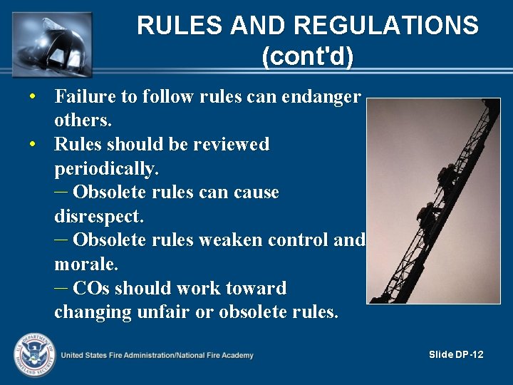 RULES AND REGULATIONS (cont'd) • Failure to follow rules can endanger others. • Rules RULES AND REGULATIONS (cont'd) • Failure to follow rules can endanger others. • Rules
