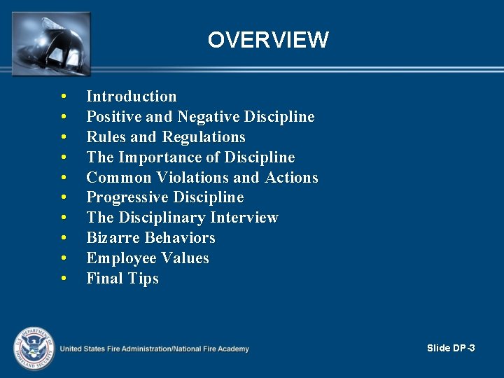 OVERVIEW • • • Introduction Positive and Negative Discipline Rules and Regulations The Importance OVERVIEW • • • Introduction Positive and Negative Discipline Rules and Regulations The Importance