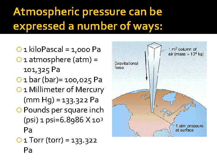 Atmospheric pressure can be expressed a number of ways: 1 kilo. Pascal = 1, Atmospheric pressure can be expressed a number of ways: 1 kilo. Pascal = 1,