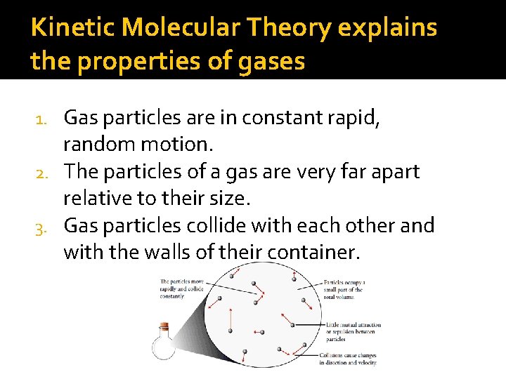 Kinetic Molecular Theory explains the properties of gases Gas particles are in constant rapid, Kinetic Molecular Theory explains the properties of gases Gas particles are in constant rapid,