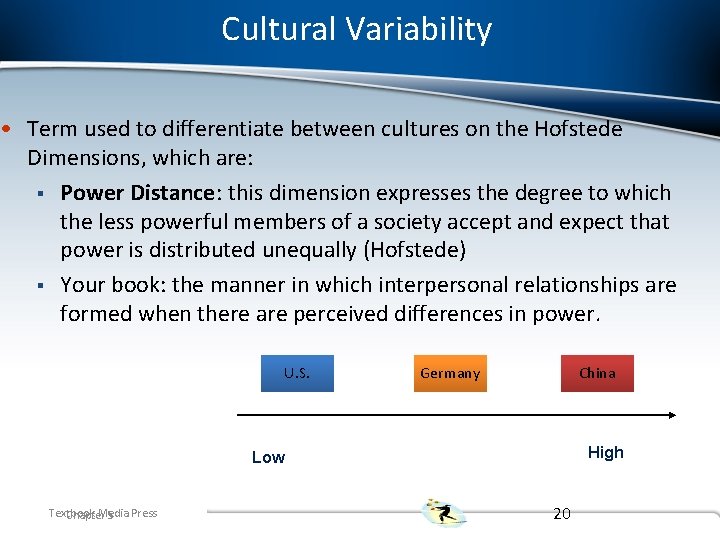 Cultural Variability • Term used to differentiate between cultures on the Hofstede Dimensions, which