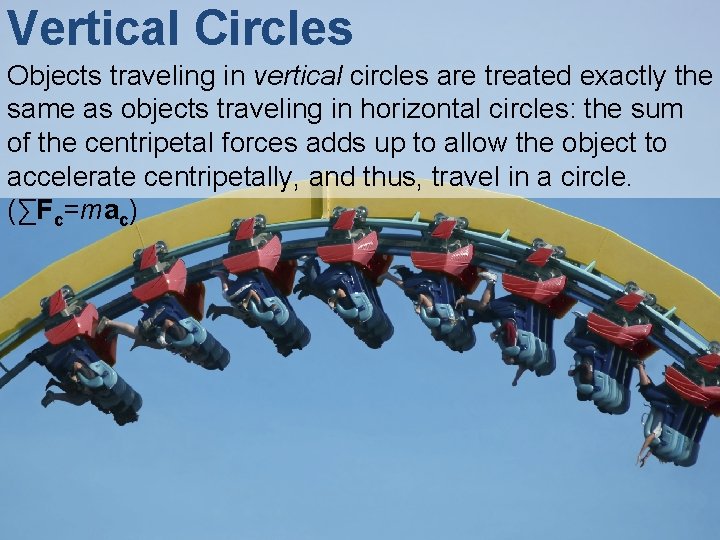 Vertical Circles Objects traveling in vertical circles are treated exactly the same as objects Vertical Circles Objects traveling in vertical circles are treated exactly the same as objects