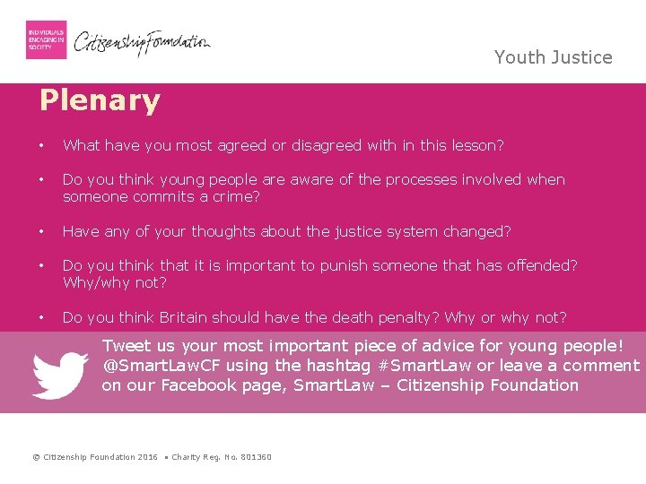 Youth Justice Plenary • What have you most agreed or disagreed with in this