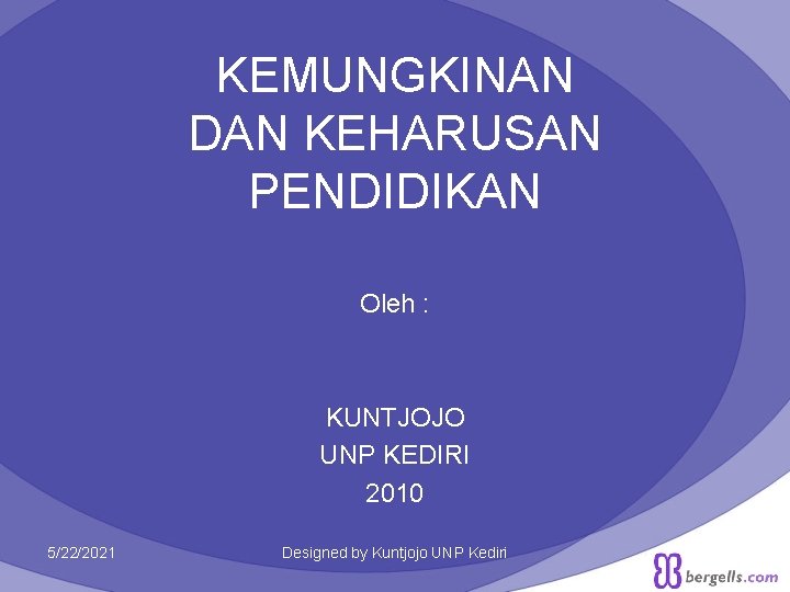 KEMUNGKINAN DAN KEHARUSAN PENDIDIKAN Oleh : KUNTJOJO UNP KEDIRI 2010 5/22/2021 Designed by Kuntjojo
