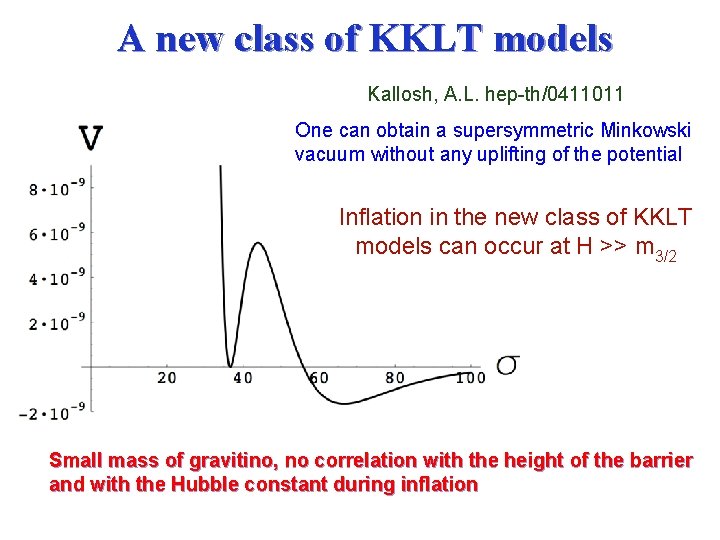 A new class of KKLT models Kallosh, A. L. hep-th/0411011 One can obtain a
