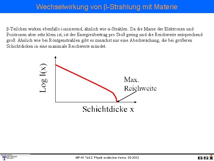 Wechselwirkung von β-Strahlung mit Materie β-Teilchen wirken ebenfalls ionisierend, ähnlich wie α-Strahlen. Da die