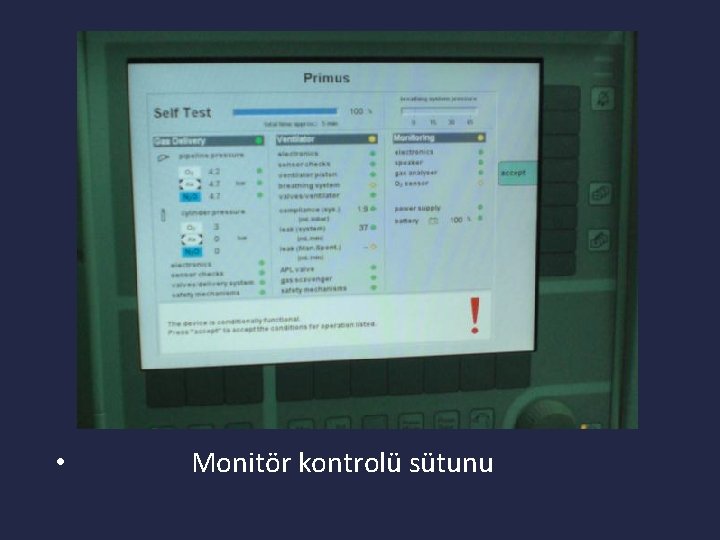  • Monitör kontrolü sütunu 