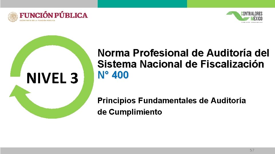 NIVEL 3 Norma Profesional de Auditoría del Sistema Nacional de Fiscalización N° 400 Principios NIVEL 3 Norma Profesional de Auditoría del Sistema Nacional de Fiscalización N° 400 Principios