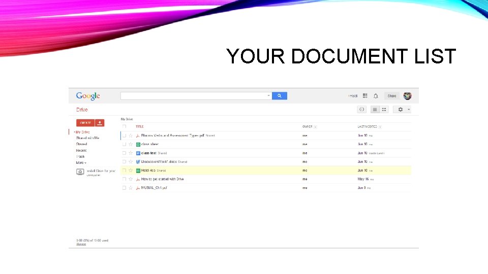 YOUR DOCUMENT LIST YOUR DOCUMENT LIST