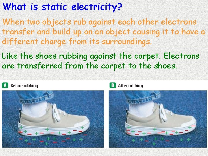 What is static electricity? When two objects rub against each other electrons transfer and