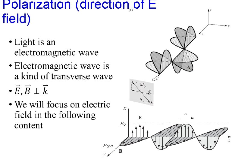 Polarization (direction of E field) • 
